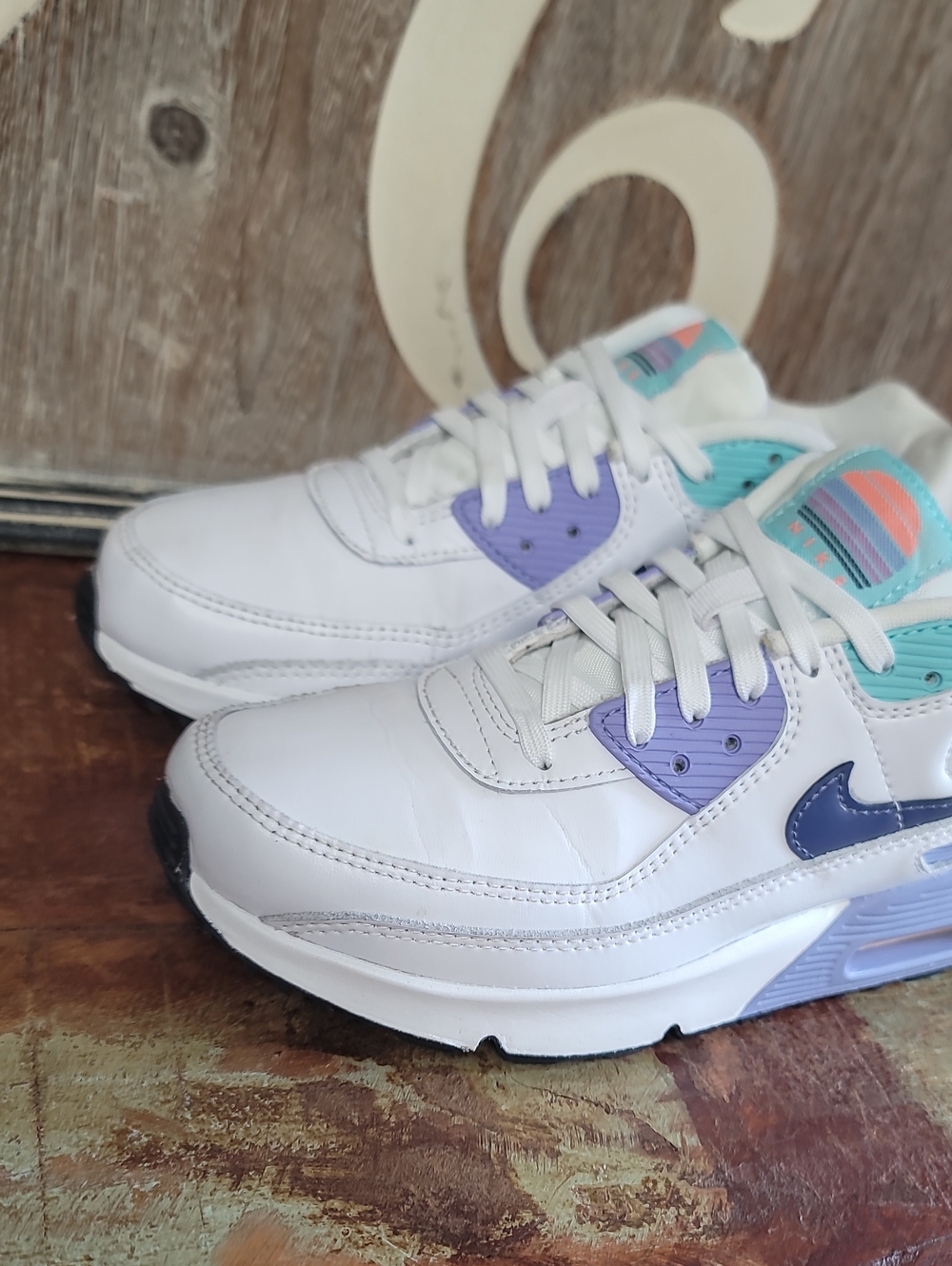 🔥 Nike Air Max 90 (Special Edition) 'White Dark Purple Dust' Wmns 6.5 Good Cond - Picture 13 of 16